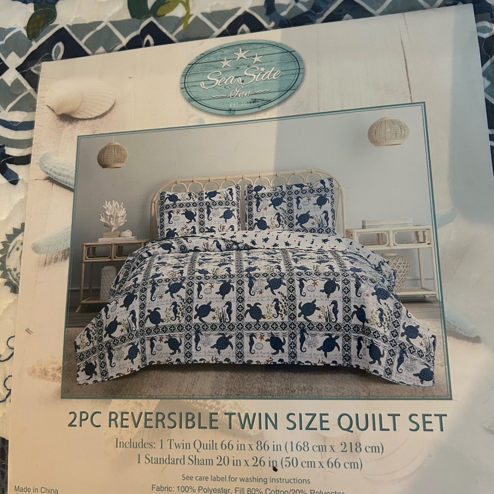 Coastal twin, queen, and king brand new quilts with shams
